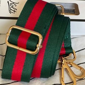 Red green canvas crossbody strap